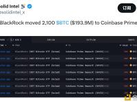 贝莱德将2100枚比特币转移至Coinbase Prime
