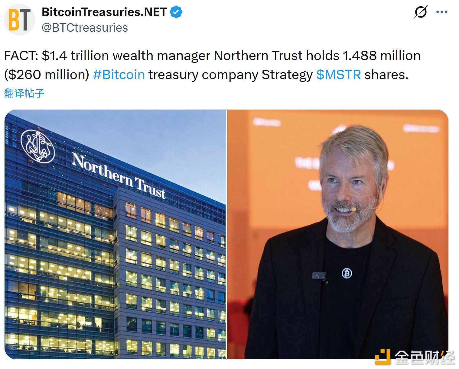 图片[1] - Northern Trust持有148.8万股Strategy股票，价值2.6亿美元