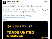 币安钱包已支持BNB Chain原生稳定币United Stables (U)
