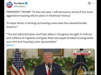 特朗普展望明年施政：将推出史上最激进住房改革计划及最大规模减税成果